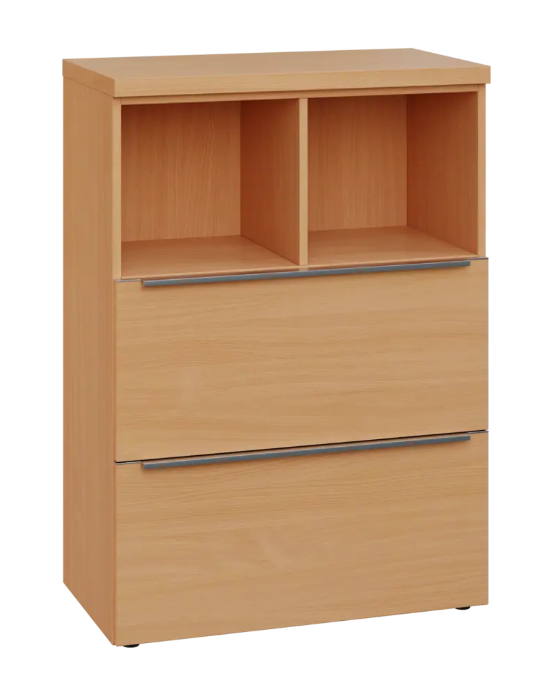 SIN 3 - 82ZN kancelářská skříň, 2-zásuvková/nika, 1120x800x400, buk royal